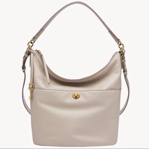 FOSSIL Talulla Hobo Satchel in Light Grey/ Graystone Leather NWT